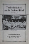 Announcement for the School Year Beginning September 12,1921 from the Territorial School for the Deaf and Blind, Honolulu, Hawaii by Sara McBride